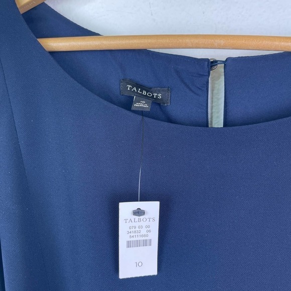Talbots Stretch Crepe Jumpsuit Navy Blue Cap Sleeve Wide Leg Women's Size 10 - Picture 3 of 11